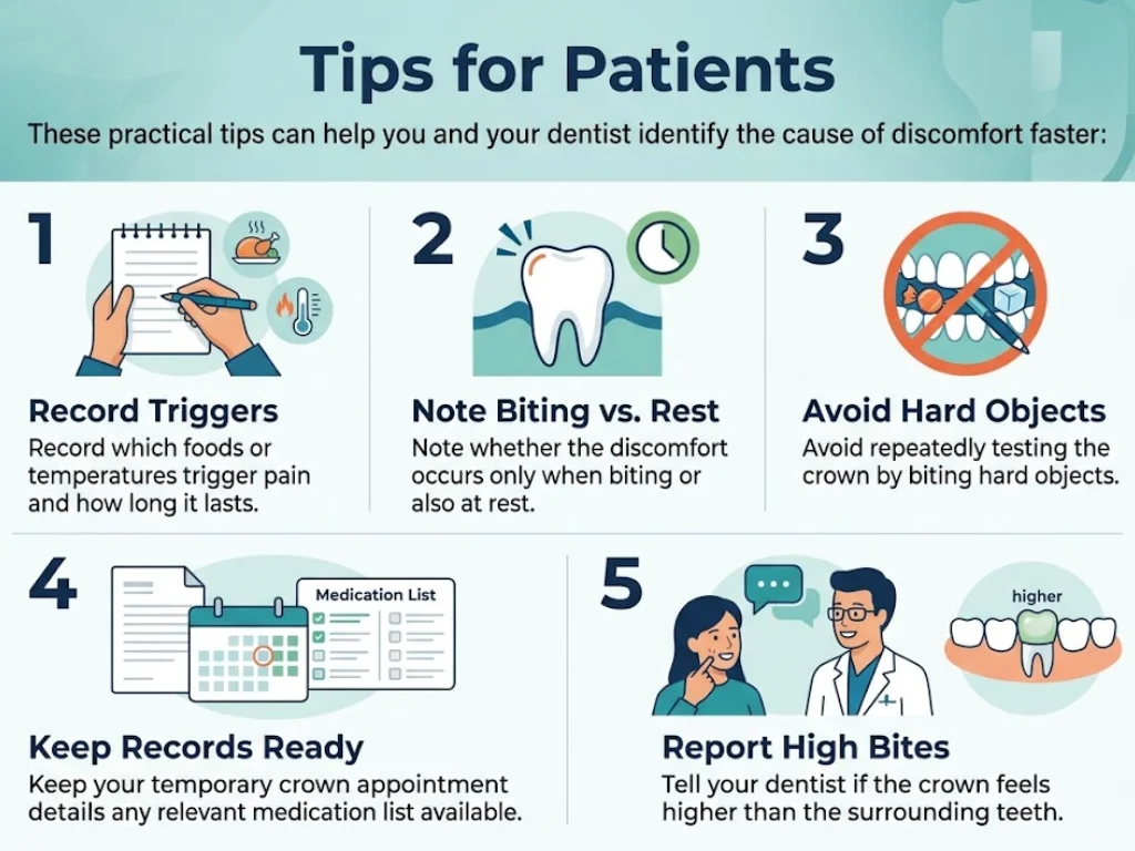 Temporary Crown Pain infographic